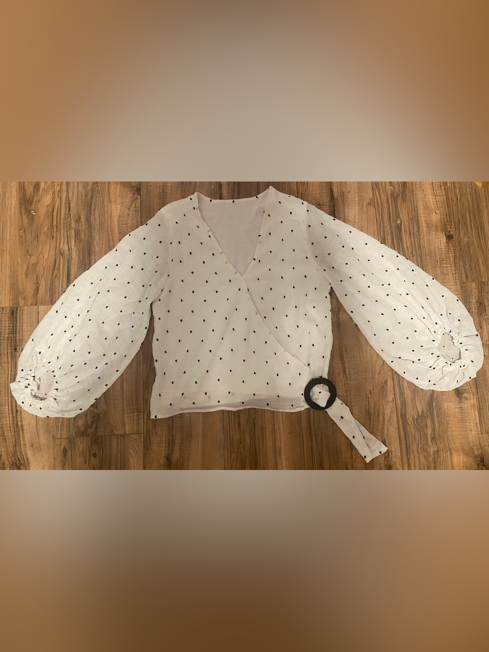 Coquette White Polka Dot Blouse with Balloon Sleeves